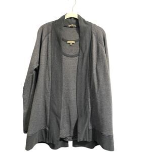Lilla P grey tank and open cardigan sweater set waffle texture women's sz. M